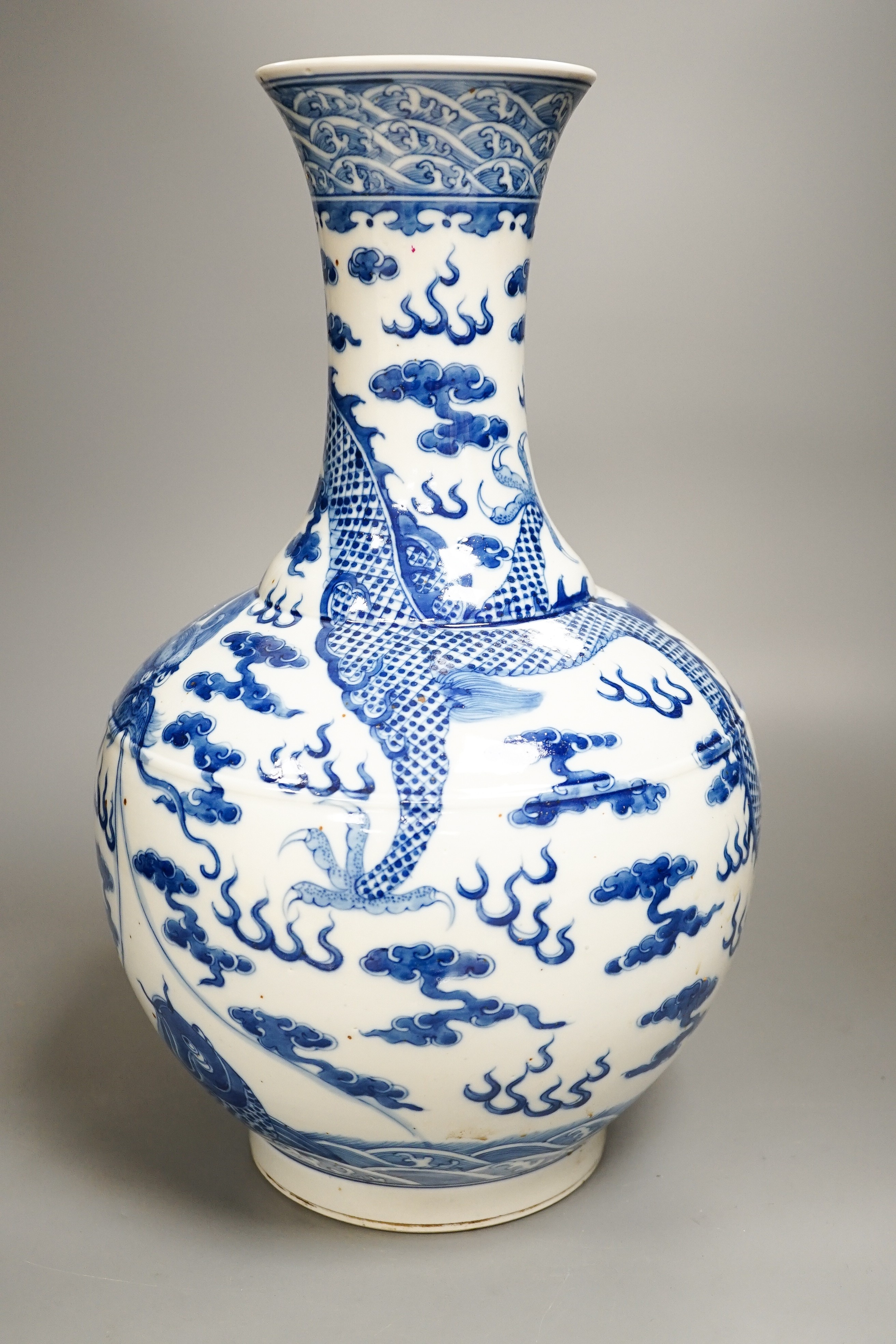 A large Chinese blue and white ‘dragon’ vase 38cm